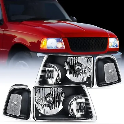 For 2001-2011 Ford Ranger Headlights Replacement Black Housing Clear Corners • $144