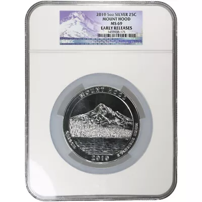 2010 5 Oz ATB Mount Hood Silver Coin MS69 (Varied Label PCGS Or NGC) • $290.65