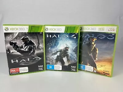 Halo 3 4 & Combat Evolved Microsoft Xbox 360 Bulk Lot Bundle X3 Games • $25.20