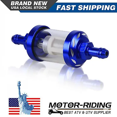 Blue Universal 8mm 5/16  Inline Reusable Motorcycle Fuel Filter Gas Washable New • $7.95