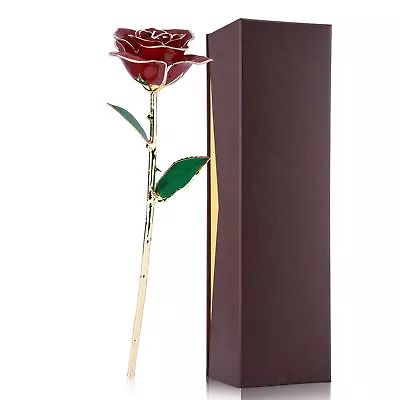 Love Forever Stem 24k Gold Foil Trim Red Rose Flower Best Gift For Valentine's D • $44.63