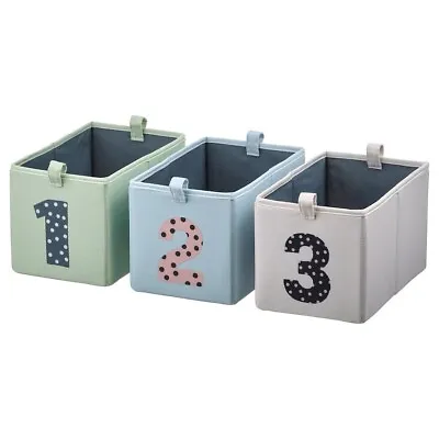 IKEA New BARNDRÖM Box Set Of 3 Green Blue/beige 17x27x17 Cm • £18