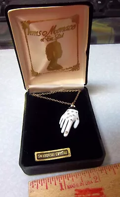 1980s Michael Jackson Gloved Hand Necklace W Original Box HMS Monaco Crystals • $29.99