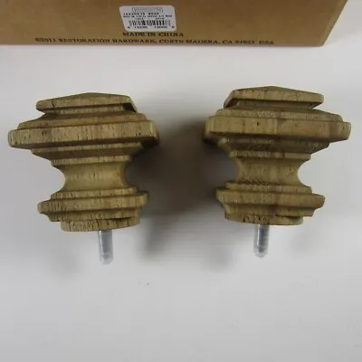 Pair Of Restoration Hardware Estate Weathered Oak Square Finials Size Small • $38.99