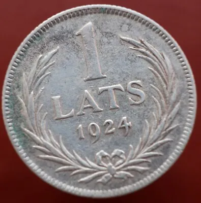 1 Lats 1924 - Latvia KM #7 Silver Coin -  R422  • £9.63