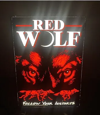 HARD TO FIND Red Wolf Lighted Beer Sign 13 X9  Vintage Plastic Hanging Bar Sign  • $99.99