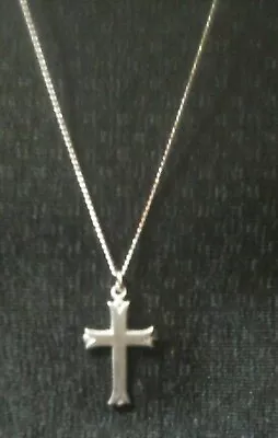 Vintage 18  Steel Chain Confirmation Necklace With Pewter Cross • $10.99