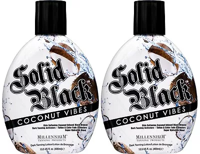 Millennium SOLID BLACK COCONUT VIBES Coconut Infused Tanning Bed Lotion - 2 Pack • $56.50