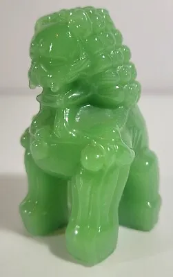 Vintage Jade Glass Foo Dog Temple Guard Figurine C 1970 • $45