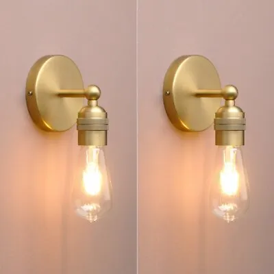 2 Vintage Industrial Wall Lights Antique Bare Fitting Wall Lamp Sconces Pair • £23.88