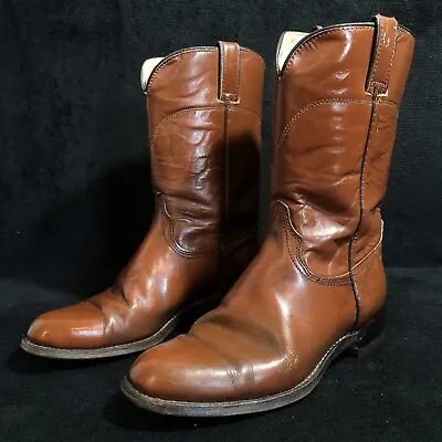 Vintage 70s WRANGLER Western Leather Cowboy Boots Womens 5.5 EE Wide Round Toe • $39.99