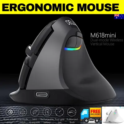 Rechargeable Wireless Vertical Ergonomic Mouse Rgb Bluetooth Gaming Type C Mac • $49.95