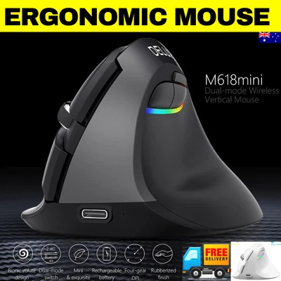 $24.95 • Buy Rechargeable Wireless Vertical Ergonomic Mouse Rgb Bluetooth Gaming Type C Mac