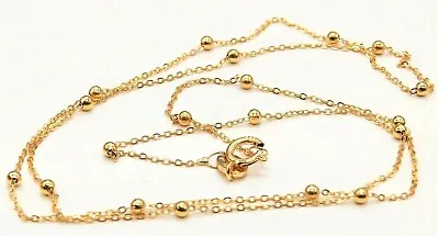 £63.94 • Buy 9ct Gold Chain 16  Flat Trace Bead Ball Chain 9 Carat Yellow Gold New Necklace
