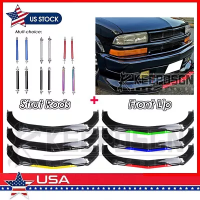 Glossy Front Bumper Lip Body Kit Parts Spoiler Splitter Rod For Chevy S10 Xtreme • $99.45