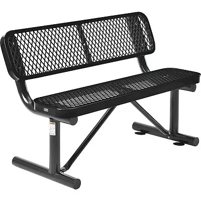 48 L Outdoor Steel Bench With Backrest Expanded Metal Black • $539.34