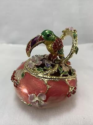 Adorable Toucan Bejeweled Bedazzled Filigree Trinket Box • $49.99