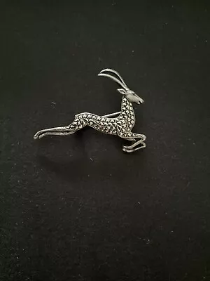 £8 • Buy Vintage Marcasite Leaping Antelope Silver 925  Brooch