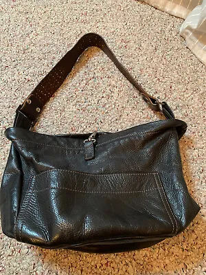 READ Tylie Malibu Brown Leather Hobo Bag Crystal Strap • $39.99