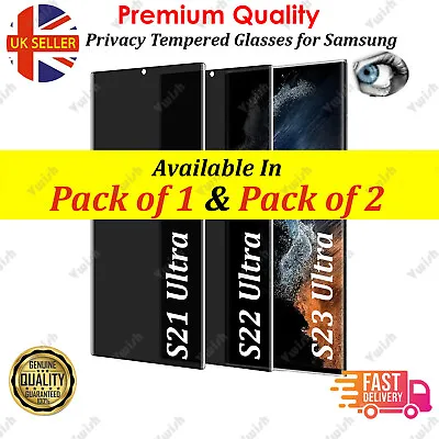 Privacy Tempered Glass Screen Protector For Samsung Galaxy Ultra S21 S22 And S23 • £3.99