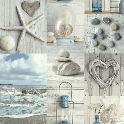 Arthouse Maritime Collage Wallpaper - Blue/Grey (699000) • £12.99
