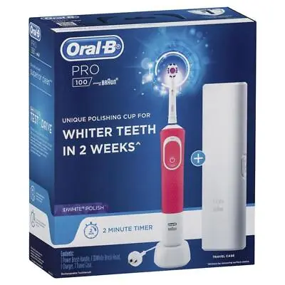 $39.99 • Buy Oral B Pro 100 3D White Polish Power Toothbrush Pink