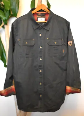 LEGENDARY WHITETAILS Journeyman Flannel Lined Waxed Canvas Shirt Jacket Size XL • $34.95