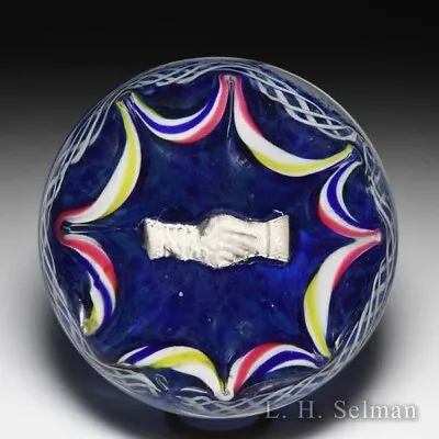 $280 • Buy Antique Val Saint Lambert Handshake Sulphide And Torsade Art Glass Paperweight