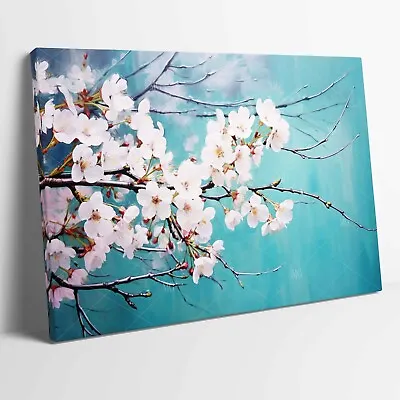 Cherry Blossom Flowers Stretched Canvas Or Unframed Poster Wall Art More Sizes • £12.99
