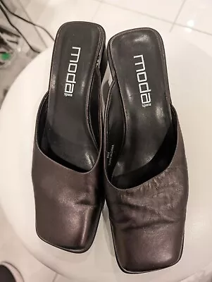 MODA Purple Metallic Leather Mules Size 8 M • $28.88