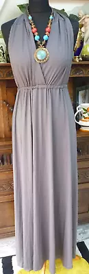 Woman's Grey Maxi Halter Neck Dress - Size M -16 • £6.50