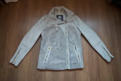 Gently Loved Vince Camuto Grey Women's Faux Fur/Faux Suede Moto Jacket Sz. S • $35