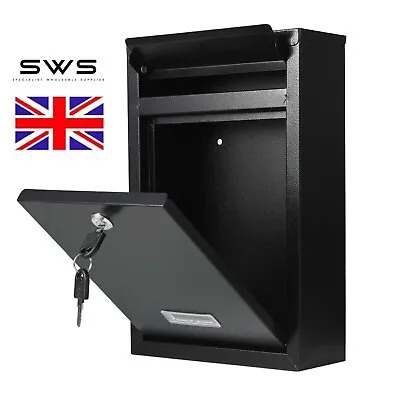 Post Box Large Letter Mail Box Steel Lockable Outdoor Wall Mounted With Keys • £13.69