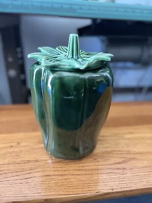 Vintage McCoy Green Bell Pepper Cookie Jar With Lid #157 USA Vintage Canister • $48