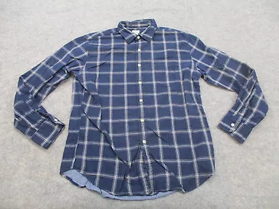 J Crew Shirt Mens Large Blue White Plaid Long Sleeve Cotton Button Up Adult • $17.96