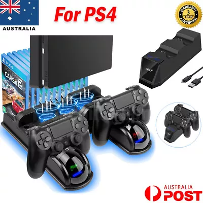 $16.99 • Buy For PS4 Pro/Slim Controller Charging Dock Station Vertical Stand Cooling Fan