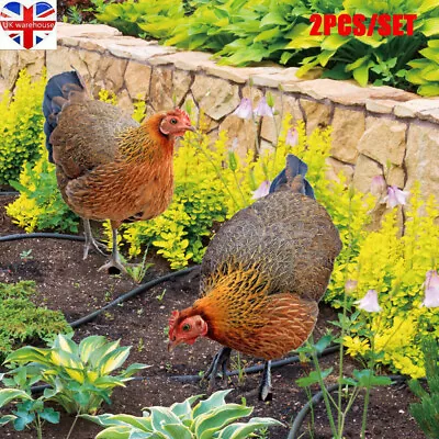 2pc Acrylic Rooster Decor Chicken Yard Art Garden Decoration Ornament Gardens UK • £7.95