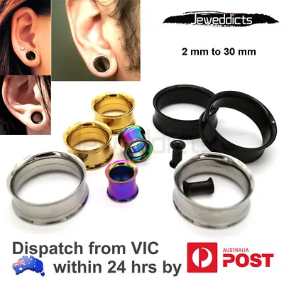 Stretcher Tunnels Ear Piercing Plug Surgical Steel Flared Body Jewellery 2-30mm  • $6.99