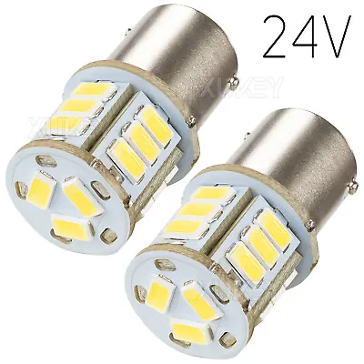 2x 24V LED Light Bulb1156 R5W BA15S Brake Reverse Turn Backup Tail White Globe • $10.99