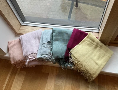 £10 • Buy Set Of 6 Plain Soft Pashminas/Scarves/Wraps