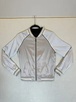 SUPRE Womens Reversible Satin Jacket - Size XXS/XS - Pink W/ Embroidery + Black • $22.52