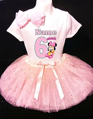 Minnie Mouse **With NAME** 6th Sixth 6 Baby Pink Tutu Dress Fast Shipping  • $17.50