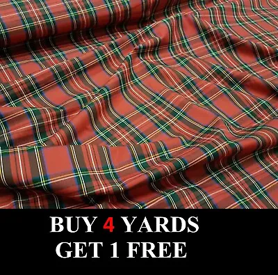 £6.25 • Buy Red Royal Stewart Tartan PolyCotton Print Crafts Dress-Making Fabric HUGE 58 