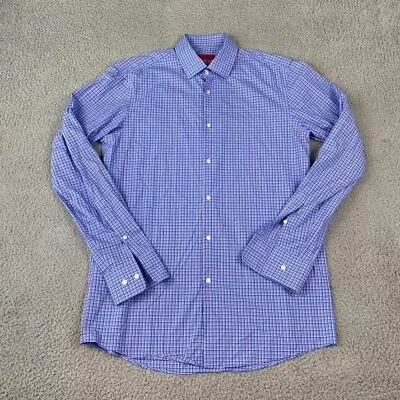 Hugo Boss Sharp Fit Long Sleeve Button Shirt Men's 15.5 34/35 Blue Red Plaid • $17.88