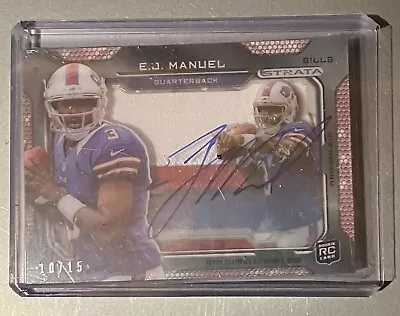 EJ Manuel 2013 Topps Strata Shadowbox Auto 3 Color Patch Rookie Card /15 Bills • $27.99
