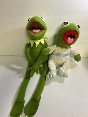 Lot Of 2 Plush Kermit Frog 850 Henson Muppet Baby Fisher Price ‘76 Hasbro ‘84 • $23