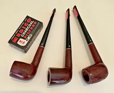 NEW - 3 MEDICO ROGUE Tobacco Pipes - Extra Box Of MEDICO Filters -Excellent • $61