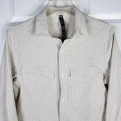 $36.96 • Buy Lululemon Snap Button Shirt Men XS Cream White Blue Polka Dot Long Sleeve