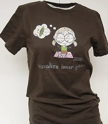 Womens Juniors David & Goliath Visualize Inner Peas Yoga Brown Tee T-Shirt  • £11.56