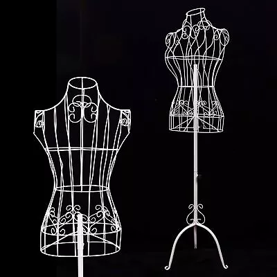 Female White Metal Steel Wire Mannequin Dress Form For Sewing Display • $111.56